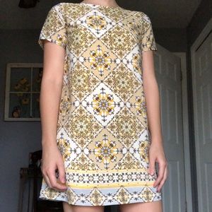 Casual Yellow Patterned Dress